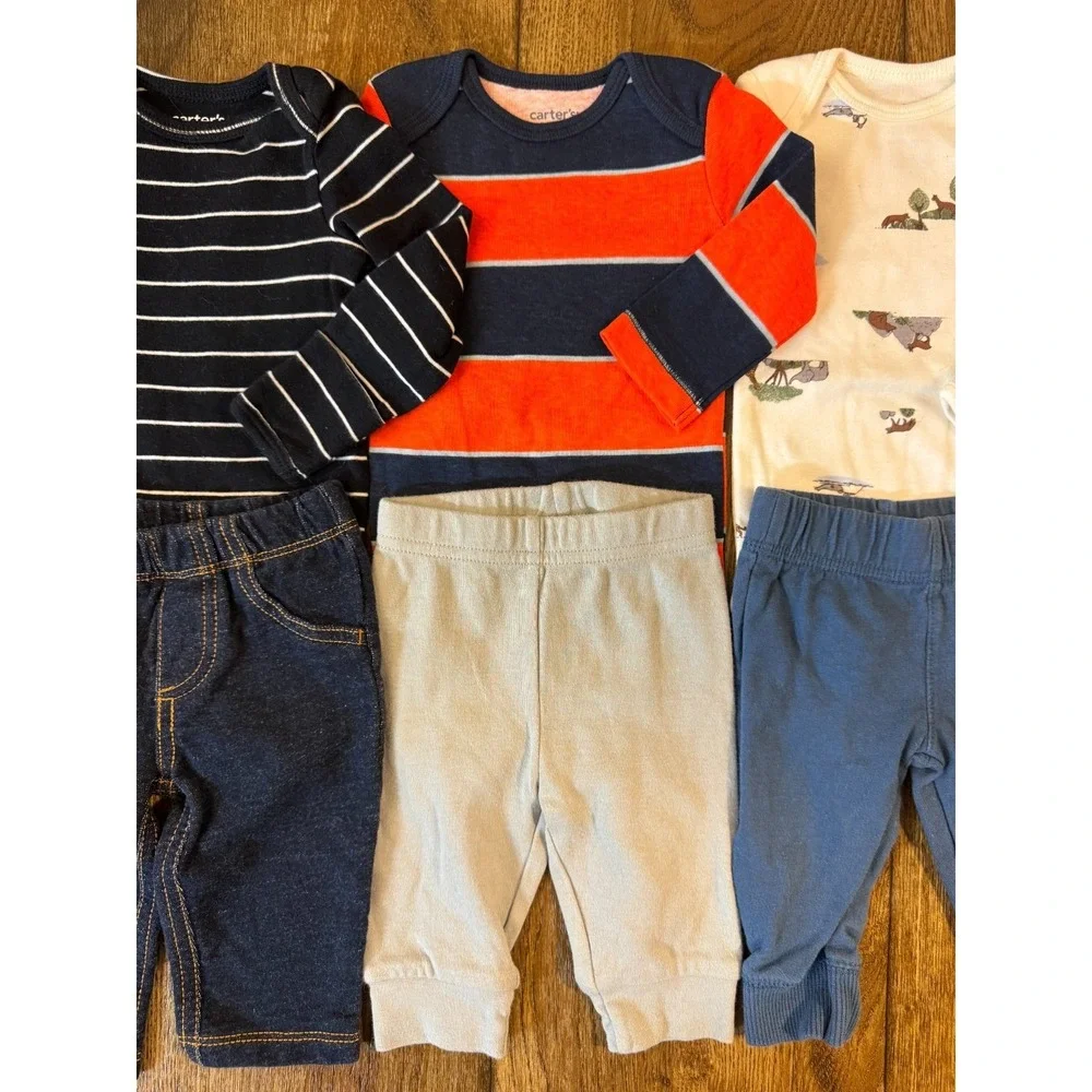 Carters‎ Baby Boy 3 Months Outfits Lot Sweat Pants L/S Bodysuits Shirts Clothes